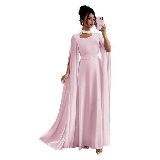 Womens Lace-Up Cloak Fit-and-Flare Dress