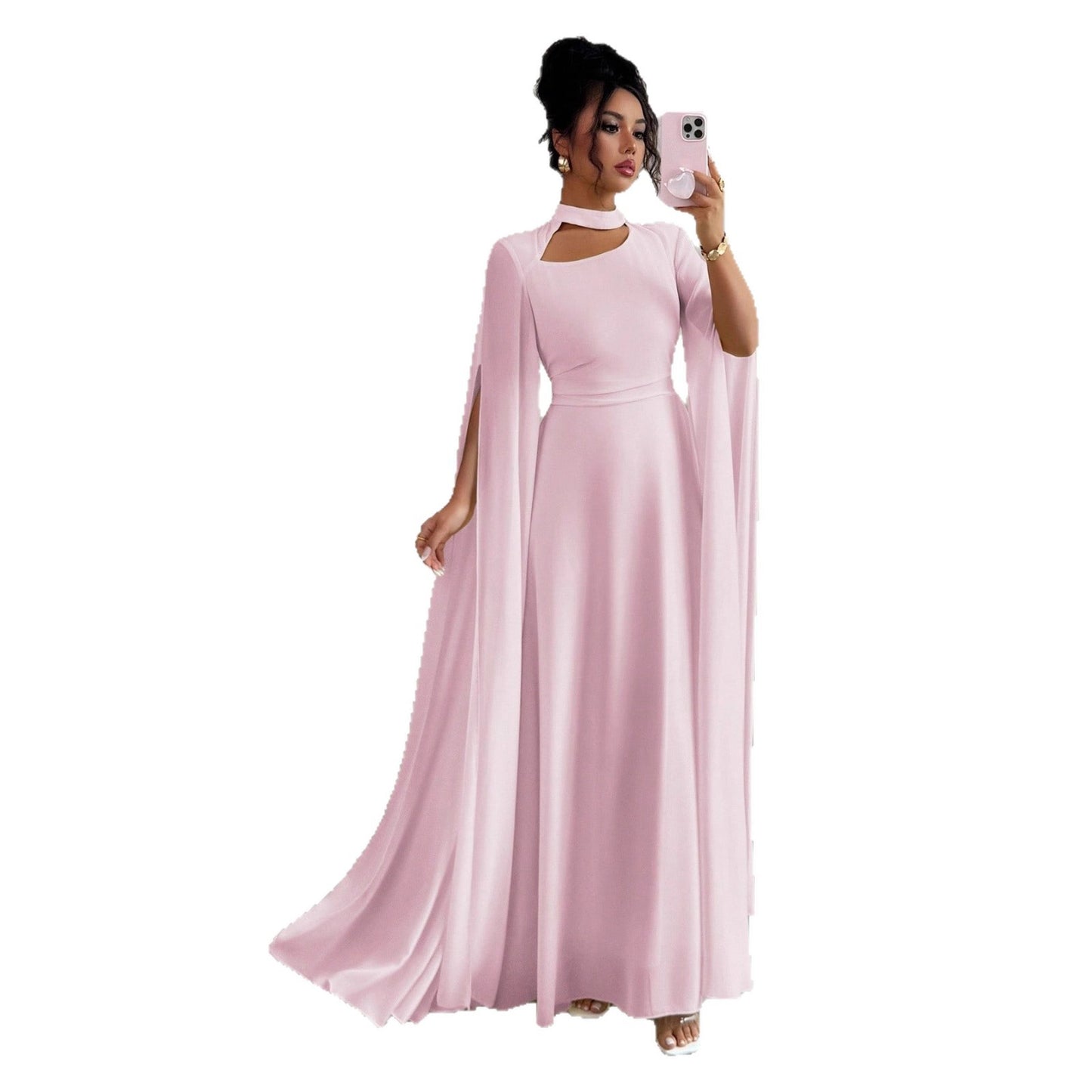 Womens Lace-Up Cloak Fit-and-Flare Dress